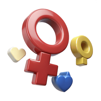 Gender Symbols and Hearts A Colorful Representation of Love and Identity png