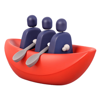 Three People Rowing in a Red Boat png