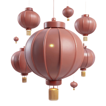 Red Chinese Lanterns Hanging with Golden Tassels png