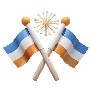 Celebration with Crossed Flags and a Starburst png