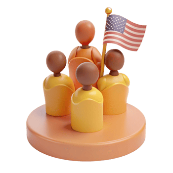 Group of People Standing Around an American Flag png