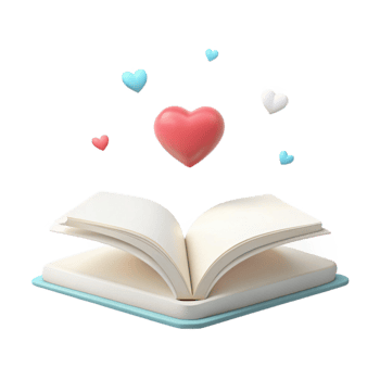 Open Book with Hearts Surrounding It png