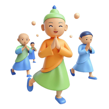 3D Illustration of Monks in Prayer png
