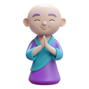 Smiling Cartoon Monk with Hands Together in Prayer png