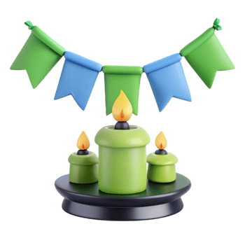 3D Rendered Festive Candles with Bunting png