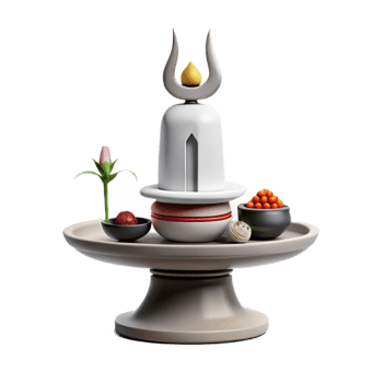 3D Render of a Symbolic Offering with a White Lingam on a Pedestal png