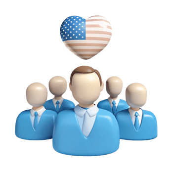 Group of People with American Flag Heart png