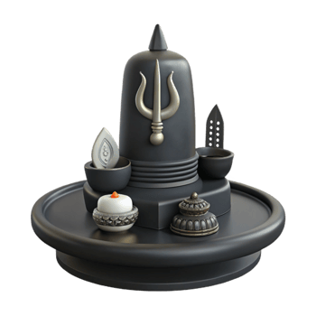Black Silver Hindu Religious Shrine with Trishul Offerings png