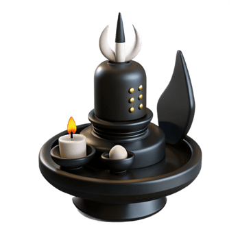 3D Render of a Black Shiva Lingam with Candle and Egg png
