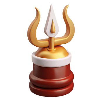 3D Render of a Golden Trishul png