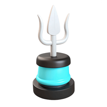 3D Render of a Symbolic Trident on a Blue and Black Base png