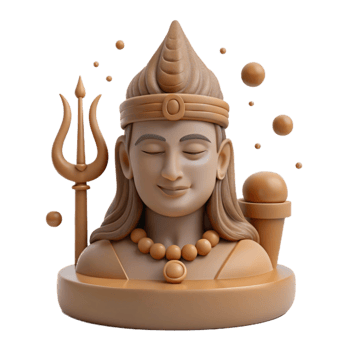 3D Rendering of Hindu Deity with Trident and Necklace png