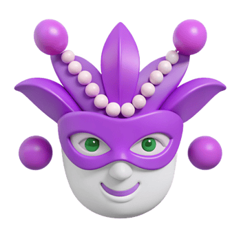 Purple Jester Mask with Beads and Balls png
