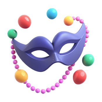 Purple Mask with Pink Beads and Colorful Balls png