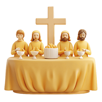 Last Supper with Cross 3D Rendering png