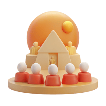 3D Illustration of a Group of People Gathering Around a Structure png