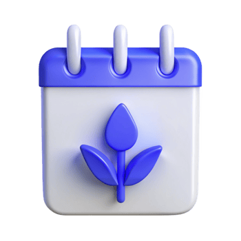 Calendar Icon with Blue Flower and Leaves png