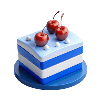 Blue and White Cake with Cherries png