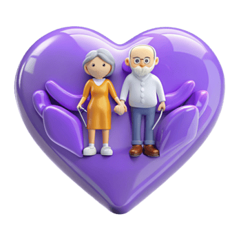 Senior Couple Holding Hands Inside Heart png