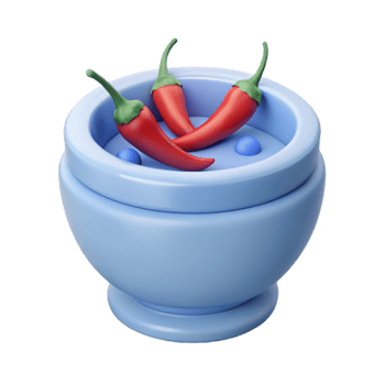 Red Chili Peppers in a Blue Bowl png