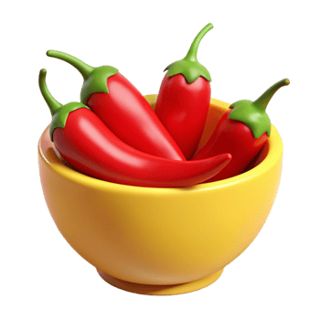 Red Chili Peppers in Yellow Bowl png