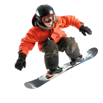 Floating Snowboarding boy isolate on transparency background png