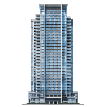 Skyscraper Residential front view full length isolate on transparency background png