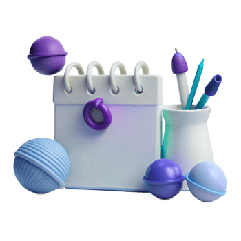 3D Calendar with Pencils and Balls png