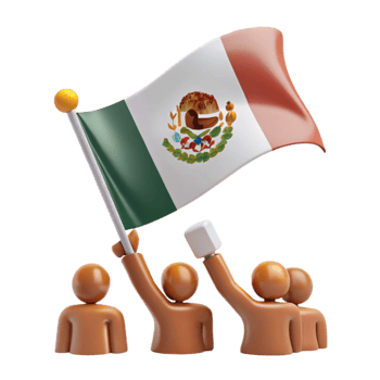 Celebrating National Pride People Holding a Mexican Flag png