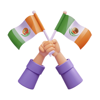 3D Cartoon Hands Holding Flags of Two Nations png