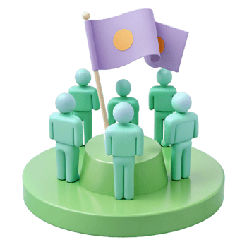 Teamwork and Unity Group of People Surrounding a Flag png