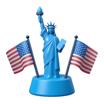 Statue of Liberty with American Flags png