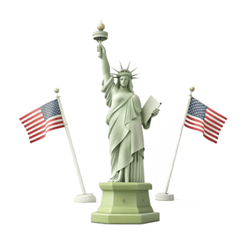 Statue of Liberty with American Flags png