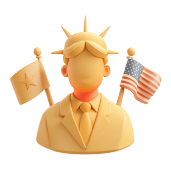3D Statue of Liberty with American Flag png