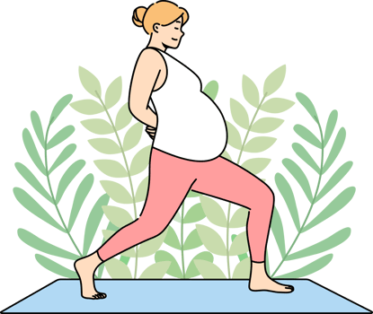 Pregnant woman does yoga on fitness mat, taking care of health of herself and unborn child. Pregnant girl is preparing to become mother by practicing yoga and pilates to support immune system. png