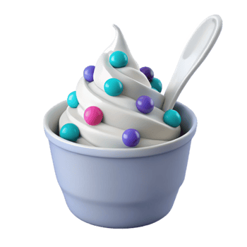 Frozen Yogurt with Colorful Toppings png