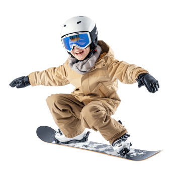 Floating Snowboarding boy isolate on transparency background png