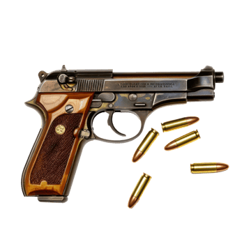 Bullet gun top view full length isolate on transparency background png