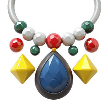 Teardrop Blue Gemstone Necklace with Yellow and Red Beads png