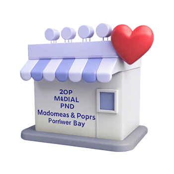 3D Render of a Small Store with a Heart on Top png
