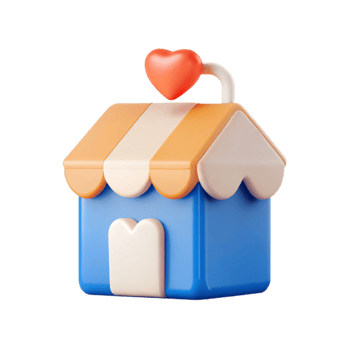 Cute 3D Render of a Store with a Heart on Top png