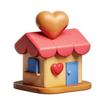 Cute Cartoon House with Heart Decorations png