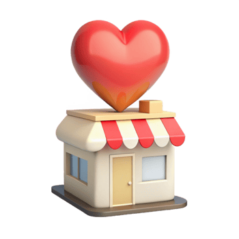 Heart-Shaped Shop A Symbol of Love and Business png