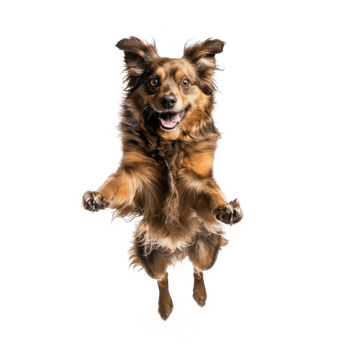 floating full body dog isolate on transparency background png