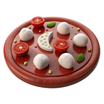 Red Round Pizza with Tomato and Cheese Toppings png