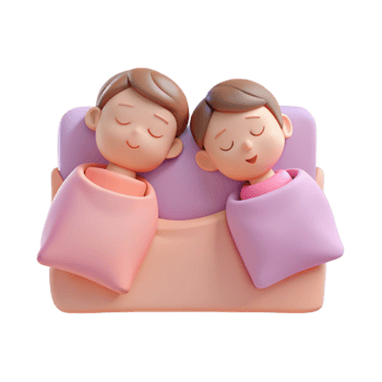 Sleeping Couple in Bed 3D Render png