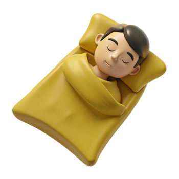 Sleeping Cartoon Character in Bed png