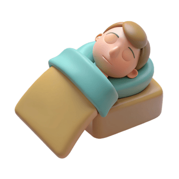 3D Cartoon Character Sleeping in Bed png