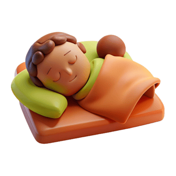 3D Render of a Sleeping Person in Bed png