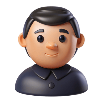 3D Cartoon Character Friendly Man with Black Hair and Blue Jacket png